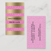 Carte De Visite Parties scintillant Rose Chaud Moderne Et Grilles  (Devant / Derrière)