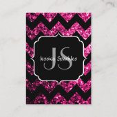 Carte De Visite Parties scintillant rose chaud scintille noir Chev (Dos)