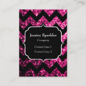 Carte De Visite Parties scintillant rose chaud scintille noir Chev (Devant)