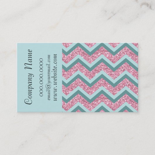 Carte De Visite Parties scintillant rose Chevron ZigZag Motif Cart (Devant)