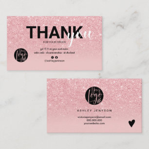 Carte De Visite parties scintillant rose chic ombre logo cool comm