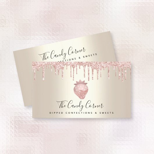 Carte De Visite Parties scintillant rose Chocolat Fraise Confectio