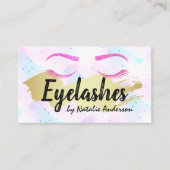 Carte De Visite Parties scintillant rose cils | Or brossé | Beauté (Devant)