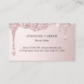 Carte De Visite Parties scintillant rose clair moderne Drop Salon  (Dos)