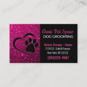 Carte De Visite Parties scintillant rose Design Chien Service de t (Devant)