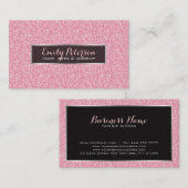 Carte De Visite Parties scintillant Rose Et Argent Noir (Devant / Derrière)