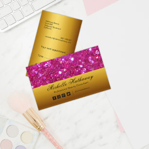 Carte De Visite Parties scintillant rose et Gold Beauty Consultant
