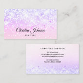 Carte De Visite parties scintillant rose et lavande imitation (Devant / Derrière)