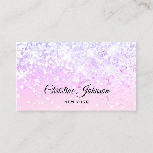 Carte De Visite parties scintillant rose et lavande imitation (Devant)