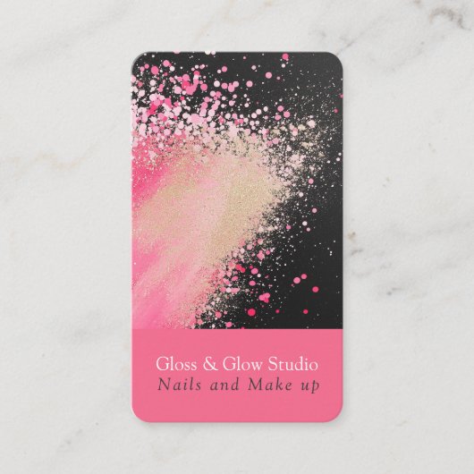 Carte De Visite Parties scintillant rose et noire (Devant)