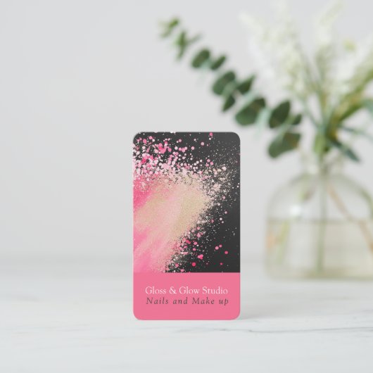 Carte De Visite Parties scintillant rose et noire (Debout devant)