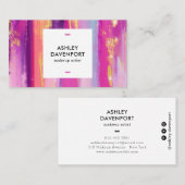 Carte De Visite parties scintillant rose et or Abstraite brosses m (Devant / Derrière)