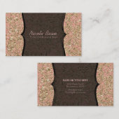 Carte De Visite Parties scintillant rose et or Faux Noir Glamor Ch (Devant / Derrière)