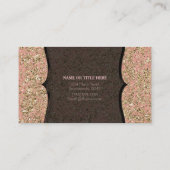 Carte De Visite Parties scintillant rose et or Faux Noir Glamor Ch (Dos)