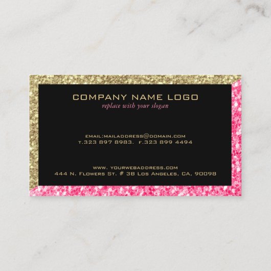 Carte De Visite Parties scintillant rose et or Géométrique Design  (Dos)