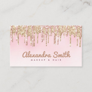 Carte De Visite parties scintillant rose et or goutte de maquillag