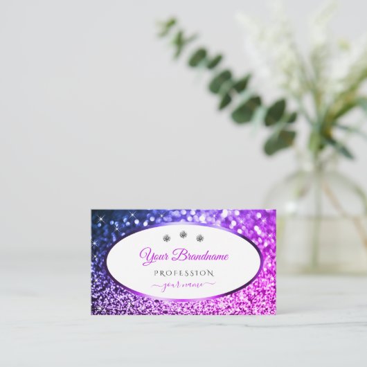 Carte De Visite Parties scintillant rose et violet Bijoux blanc pr (Debout devant)