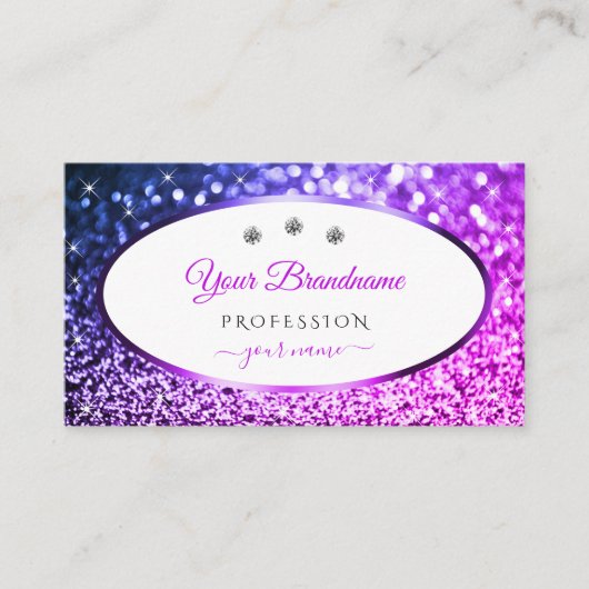 Carte De Visite Parties scintillant rose et violet Bijoux blanc pr (Devant)