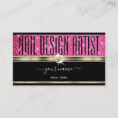 Carte De Visite Parties scintillant rose Étoiles Diamants Or et No (Devant)