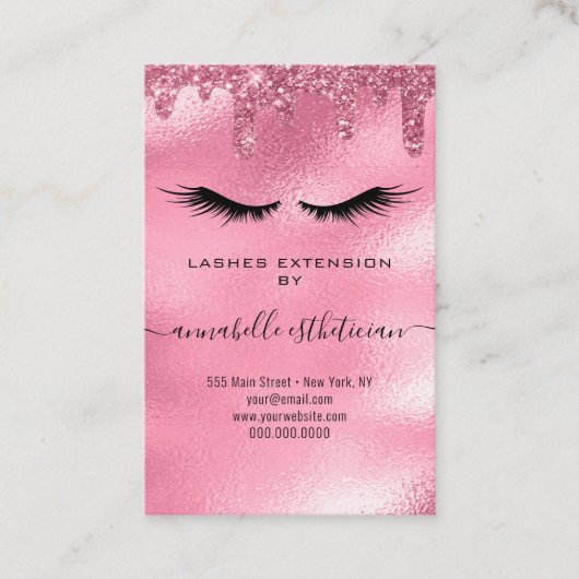 Carte De Visite Parties scintillant Rose Eyelash Extension Enregis (Devant)