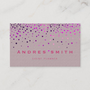Carte De Visite Parties scintillant rose Faux Foil Confetti Noir