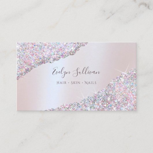 Carte de visite Parties scintillant rose Faux Irid (Devant)