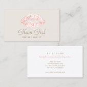 Carte De Visite Parties scintillant rose Fille Glam Lèvres Artiste (Devant / Derrière)