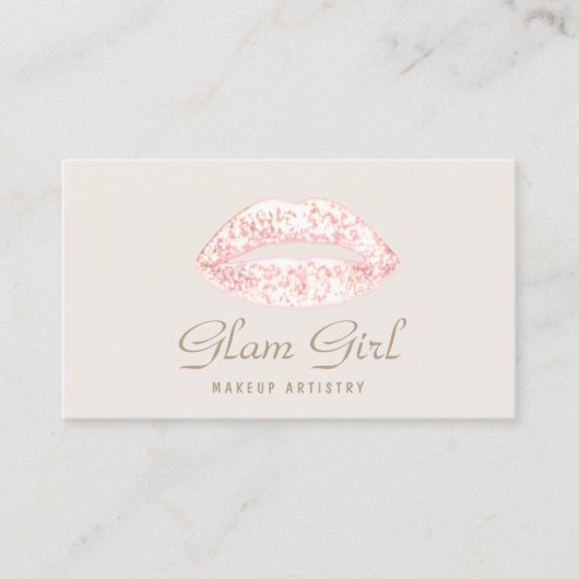 Carte De Visite Parties scintillant rose Fille Glam Lèvres Artiste (Devant)