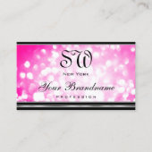 Carte De Visite Parties scintillant rose Fille noir argent bordure (Devant)