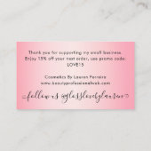 Carte De Visite Parties scintillant rose fille tendance Merci  (Dos)