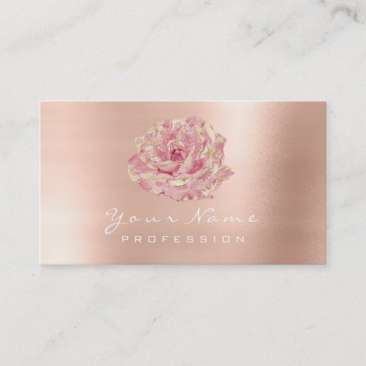 Carte De Visite Parties scintillant Rose Flower Gold Champagne Lux (Devant)
