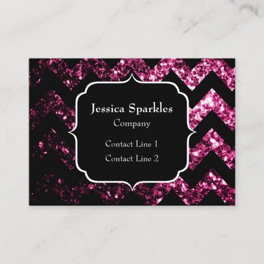 Carte De Visite Parties scintillant rose foncé scintille noir Chev (Devant)