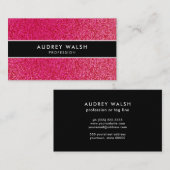 Carte De Visite Parties scintillant rose framboise élégante Noir r (Devant / Derrière)