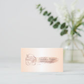 Carte De Visite Parties scintillant rose Gold Brush Stroke (Debout devant)