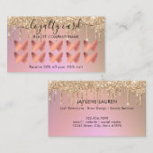 Carte De Visite Parties scintillant rose Gold Butterfly Loyalty Ca (Devant / Derrière)