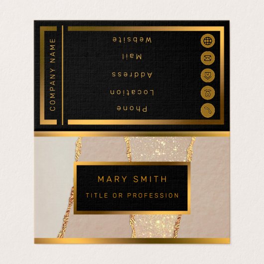 Carte De Visite Parties scintillant Rose Gold de luxe (Extérieur déplié)