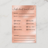 Carte De Visite Parties scintillant Rose Gold Eyelash Extension Cl (Dos)