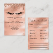 Carte De Visite Parties scintillant Rose Gold Eyelash Extension Cl (Devant / Derrière)