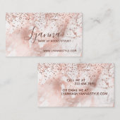 Carte De Visite Parties scintillant Rose Gold Marble Make Up Artis (Devant / Derrière)