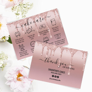 Carte De Visite Parties scintillant rose Gold Merci Instructions p