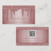 Carte De Visite Parties scintillant rose Gold Sparkle Code QR (Devant / Derrière)