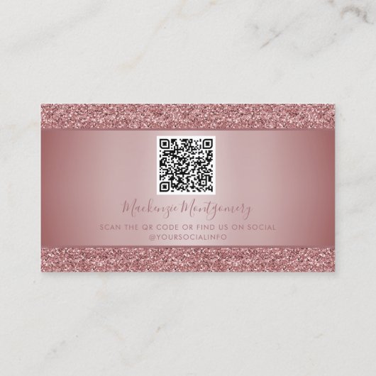 Carte De Visite Parties scintillant rose Gold Sparkle Code QR (Dos)