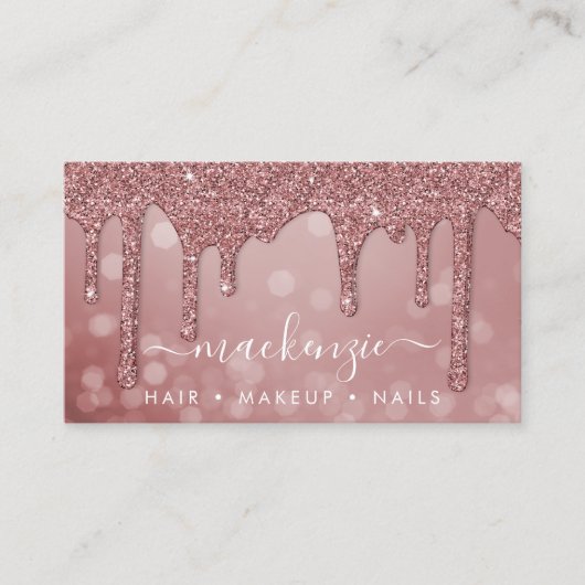 Carte De Visite Parties scintillant Rose Gold Sparkle de luxe Boke (Devant)