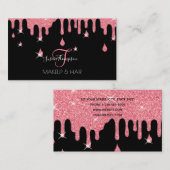 Carte De Visite Parties scintillant rose goutte-à-goutte Maquillag (Devant / Derrière)