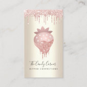 Carte De Visite Parties scintillant rose goutte de fraise Confecti (Devant)
