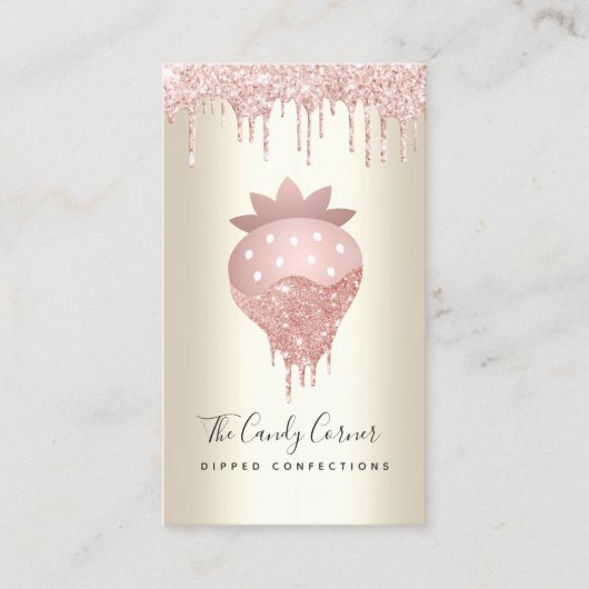 Carte De Visite Parties scintillant rose goutte de fraise Confecti (Devant)