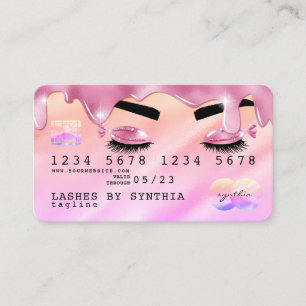 Carte De Visite Parties scintillant rose gouttes d'hologramme de c