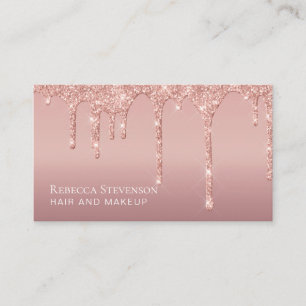 Carte De Visite Parties scintillant rose gouttes maquillage cheveu