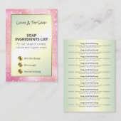 Carte De Visite Parties scintillant rose Ingrédients de parfum d'o (Devant / Derrière)