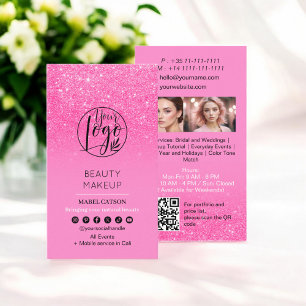 Carte De Visite Parties scintillant rose maquillage de beauté Arti